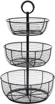 Fruit/Home Storage Basket, Easy Assembly, Round Wrap, 3-Tier Metal Floor - £37.41 GBP