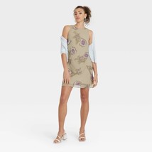 Wild Fable Women&#39;s Sleeveless Mini Slip Dress X-SMALL Sage Green Floral New - $498.99 MXN