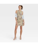 Wild Fable Women&#39;s Sleeveless Mini Slip Dress X-SMALL Sage Green Floral New - $37.03 CAD