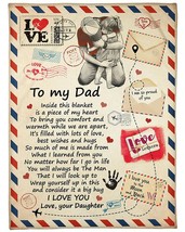 Father &amp; Daughter Blanket I Love You Dad Letter Vintage Fleece Blankets Gift - £45.67 GBP+
