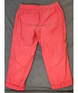 TALBOTS Coral Pink Cotton Tencel Crop Pants Drawstring Elastic Waist Sz 12 NWT - $34.95