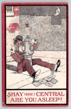 Drunk Man Using Hydrant As Phone Calling Central Moon With Face Postcard S23 - £5.49 GBP