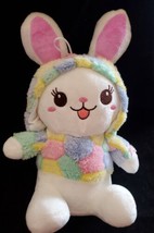 White Stuffed Easter Bunny Pastel Color Blocked Hoodie 12 inch new without tags - £6.32 GBP