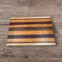 Handcrafted Striped Hardwood Cutting Board 12x18 Rustic Modern Serving K... - $1,104.16 MXN