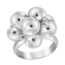 Retro Statement Sphere Ball Cluster Sterling Silver Band Ring-8 - £22.27 GBP