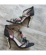 Betsey Johnson RUDEY Polka Dot Pom Black/Multicolor Heels Size 8M Stilettos - £58.99 GBP