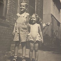 Found Black And White Photo Young Boy And Girl Brother And Sister - £7.07 GBP