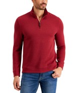 Club Room Men&#39;s Birdseye Quarter-Zip Pullover in Garnet Stone Red-Medium - $21.97