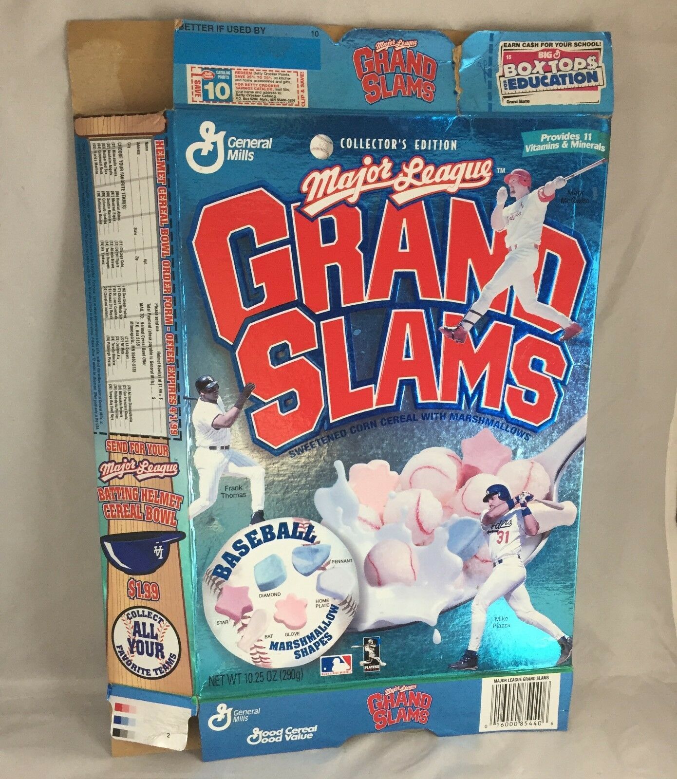General Mills Major League Grand Slams Cereal Collector's Edition Empty Box 1998 - $9.45