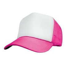 12 White/Pink Trucker Hat 5 Panel Summer Adjustable Mesh Back Hat 1dz SPC  - £71.80 GBP