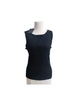 $295 NWT St. John Wool Caviar Scoop Neck Womens Sz L Black Sleeveless Ta... - €77,31 EUR