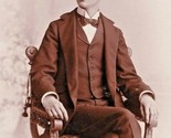 Victorian Cabinet Card Photo Lawrence Halverson on Ornate Chair - Hagend... - $16.00