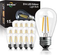 15PACK 2W S14 LED Edison Light Bulbs for Outdoor String Light Replacement E26 Me - £35.42 GBP