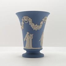 Wedgwood Jasperware Four Muses Vase in Blue, Lion Heads, Vintage 1960s - $38.77