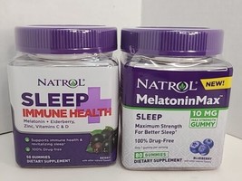 2 Natrol Sleep + Immune Gummies Melatonin Elderberry Zinc VitaminC 50ct  02/25 - $19.79