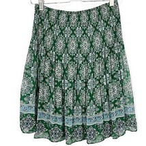 MAX STUDIO Skirt Small Accordion Women&#39;s Green Floral Pleated Dressy  - £23.74 GBP