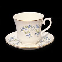Vintage Porcelain Bone China Queen Anne Tea Cup Set Violas Blue G979 Eng... - $14.82