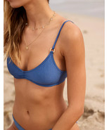 Aerie Swim Beach Babe Shine Rib Voop Bikini Top XX-LARGE Blue Marbled New - $505.29 MXN