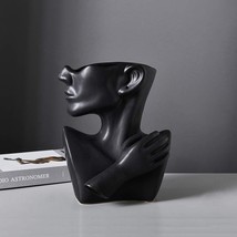 Katoonx Ceramic Greek Statue Face Vase Black Creative Head Sculpture For Home - £38.36 GBP