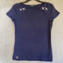 Ralph Lauren Women&#39;s Top Navy Blue with White X on shoulders size S - $12.87