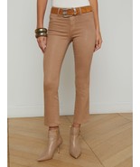 L&quot;AGENCE Micro Boot Stretch Tan Leather Look Coated Denim Jeans, Size 30 - $2,278.85 MXN