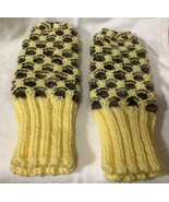 Yellow  &amp; Gray Sparkle Hand Knit Mittens - $16.82