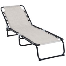 Cream White Folding Chaise Lounge: 4-Position Recline - $107.99