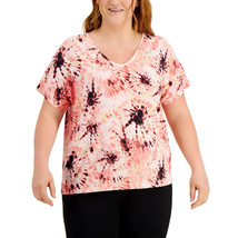 Ideology Womens Plus Size Printed Top, MEDIUM, Dye Peachberry - £11.76 GBP