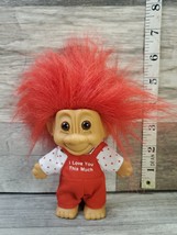 I Love You This Much - 5&quot; Russ Troll Doll-Red Hair/Red Overalls/Shirt Hearts Vtg - £9.31 GBP