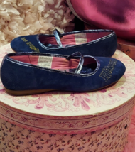 KITSON Genuine Suede Blue Maryjane Ballet Flats Shoe Size 7 Party Office Casual - £19.57 GBP