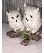 Porcelain Snowy White Owls Figurine by Andrea - $27.99