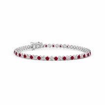 ANGARA Classic Round Ruby and Diamond Tennis Bracelet for Women in 14K Gold - £1,802.94 GBP