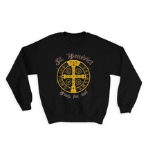 St. Benedict : Gift Sweatshirt Catholic Religious Saint Benito Cup - £22.95 GBP