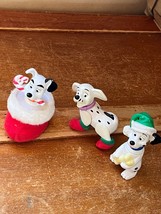 Lot of Rugby Vinyl Jointed and Not Dalmatian Puppy Dogs in Santa Claus Hat Chris - $14.89