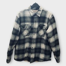 Grizzly Mountain Jacket Men&#39;s XL Blue Gray Plaid Snap Button Flannel Lined Shirt - £19.91 GBP