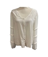 T Lulah Top Womens XS White Button Down Blouse Ruffle Embroidered Sleeve... - $39.83 CAD