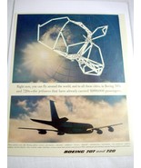 1961 Airlines Color Ad Boeing 707 and 720 &quot;With Map&quot; - $186.37 MXN