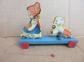 Vintage Wooden Pull Toy With Moving Lamb Swinging Arms and Bell - £50.70 GBP