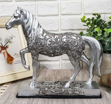 Ebros Equestrian Filigree Graceful Sauntering Silver Horse Statue 7.75&quot; ... - £20.32 GBP