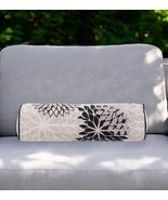 6&quot; X 20&quot; Black Gray and White Bolster Floral Indoor Outdoor Throw Pillow - €61,72 EUR