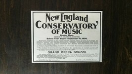 Vintage 1909 New England Conservatory of Music Opera School Original Ad 721b - £5.22 GBP