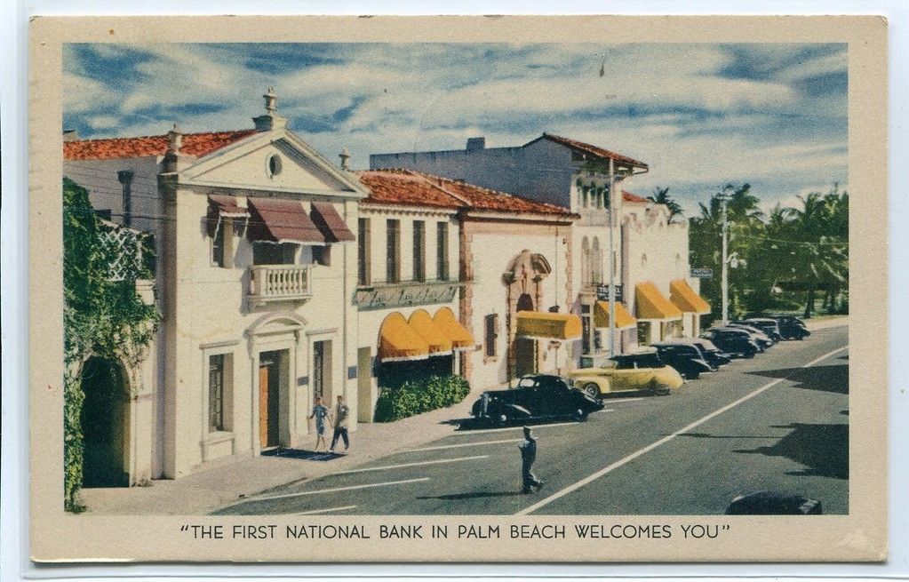 Primary image for First National Bank Palm Beach Florida 1941 postcard