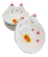Pack Of 4 Maneki Neko Lucky Cat Small 4.75&quot; D Appetizer Coupe Plate Dish... - €27,44 EUR