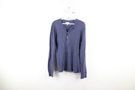 J Crew Knit Goods Mens Small Slim Fit Long Sleeve Henley T-Shirt Heather Blue - $29.65