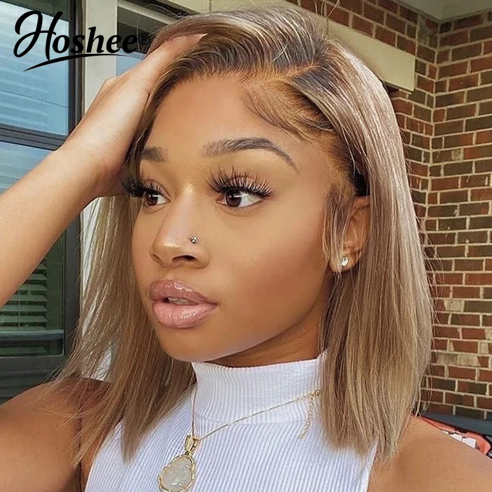 Cheap 13X4 Ombre Honey Blonde Brown Bob Wig Lace Front Human Hair Wigs For Wom - £81.91 GBP+