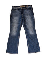 Nine West Women&#39;s Blue Embroidered Flap Pockets Boot Cut Jeans ~ Sz. 14 - $25.00