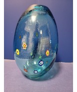 Margies Garden Murano style Blue Millefiori Hand Blown Glass Bubble Vase... - £35.34 GBP