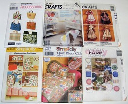Lot of 6 Sewing Patterns Bags, Baby&#39;s Room, 22&quot; Angels, Kitchen, Quilts, Pillows - £11.99 GBP