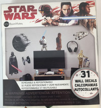 Star Wars Peel &amp; SticRemovable Wall Decals 31 Wall Decals New Original Packaging - £4.70 GBP