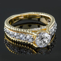 3Ct Rund Schliff Künstlicher Diamant Verlobungsring 14k Gelbgold Vergoldet - £87.41 GBP